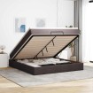 Estructura cama otomana colchón tela marrón oscuro 180x200cm