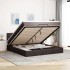 Estructura cama otomana colchón tela marrón oscuro 160x200
