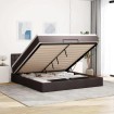 Estructura cama otomana colchón tela marrón oscuro 160x200 cm