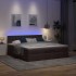 Estructura cama otomana colchón tela marrón oscuro 160x200