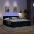 Estructura de cama otomana con colchón tela azul 160x200