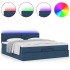 Estructura de cama otomana con colchón tela azul 160x200