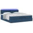Estructura de cama otomana con colchón tela azul 160x200