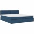 Estructura de cama otomana con colchón tela azul 160x200
