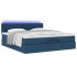 Estructura de cama otomana con colchón tela azul 160x200