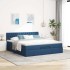 Estructura de cama otomana con colchón tela azul 160x200