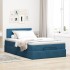 Estructura de cama otomana colchón terciopelo azul