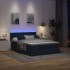 Estructura de cama otomana colchón tela azul pardo