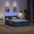 Estructura de cama otomana colchón tela azul pardo
