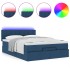 Estructura de cama otomana colchón tela azul pardo