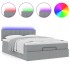 Cama otomana con colchón LED gris claro 140x190 cm