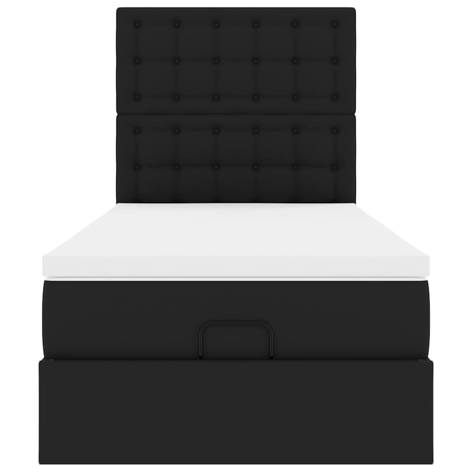 Cama otomana colchón cuero sintético negro