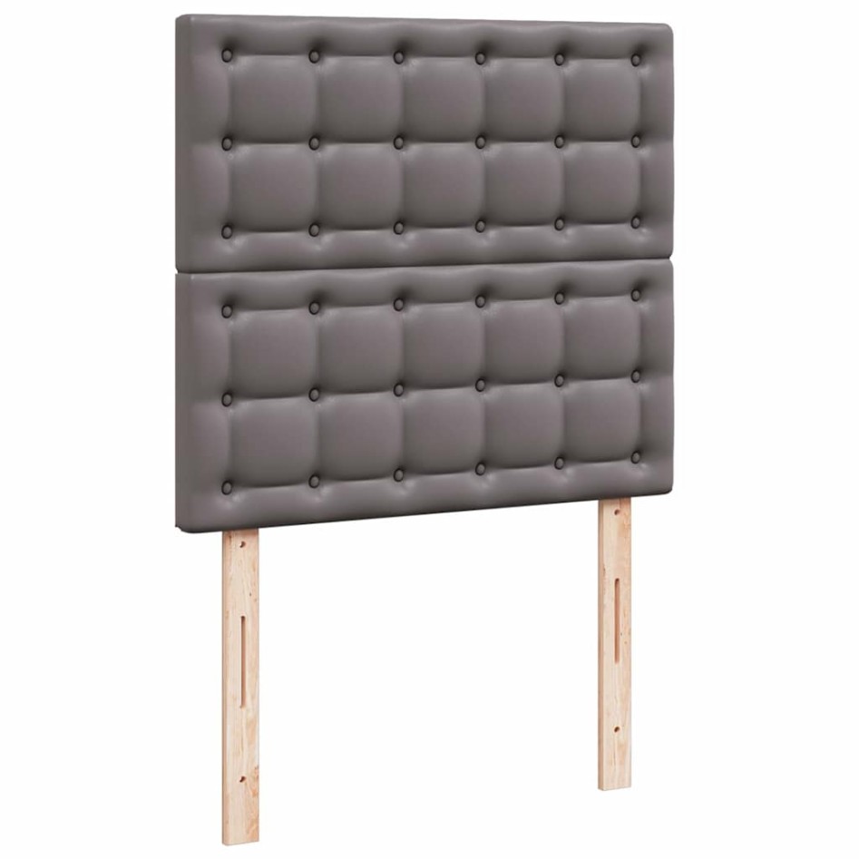 Cama otomana colchón cuero sintético gris 90x200