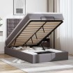 Estructura cama otomana colchón cuero sintético gris 120x200cm