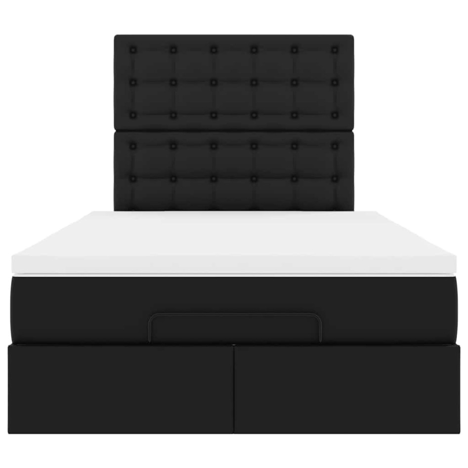 Estructura cama otomana colchón cuero sintético negro