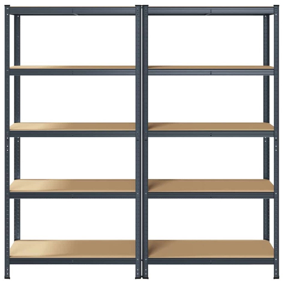 Estante almacenaje 5 niveles 2 uds acero y madera