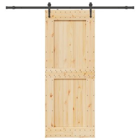 Puerta corredera con herrajes madera maciza de pino 90x210