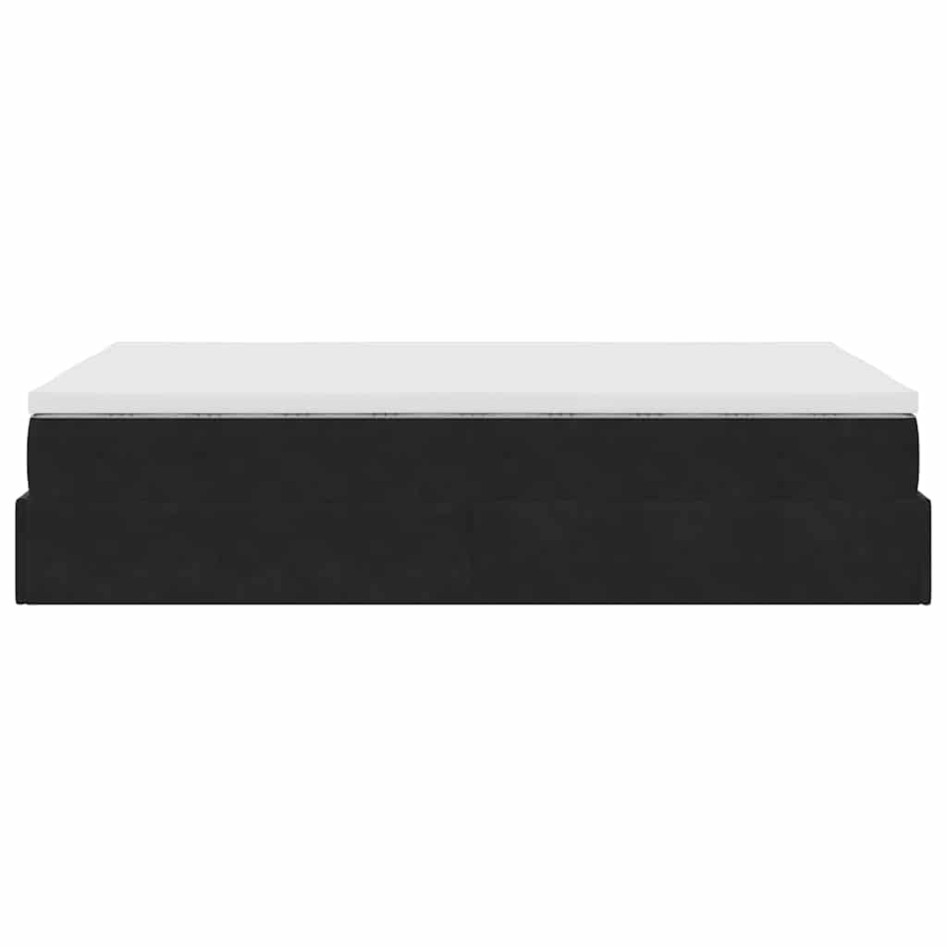 Estructura de cama otomana colchón terciopelo negro