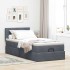 Estructura cama otomana colchón terciopelo gris