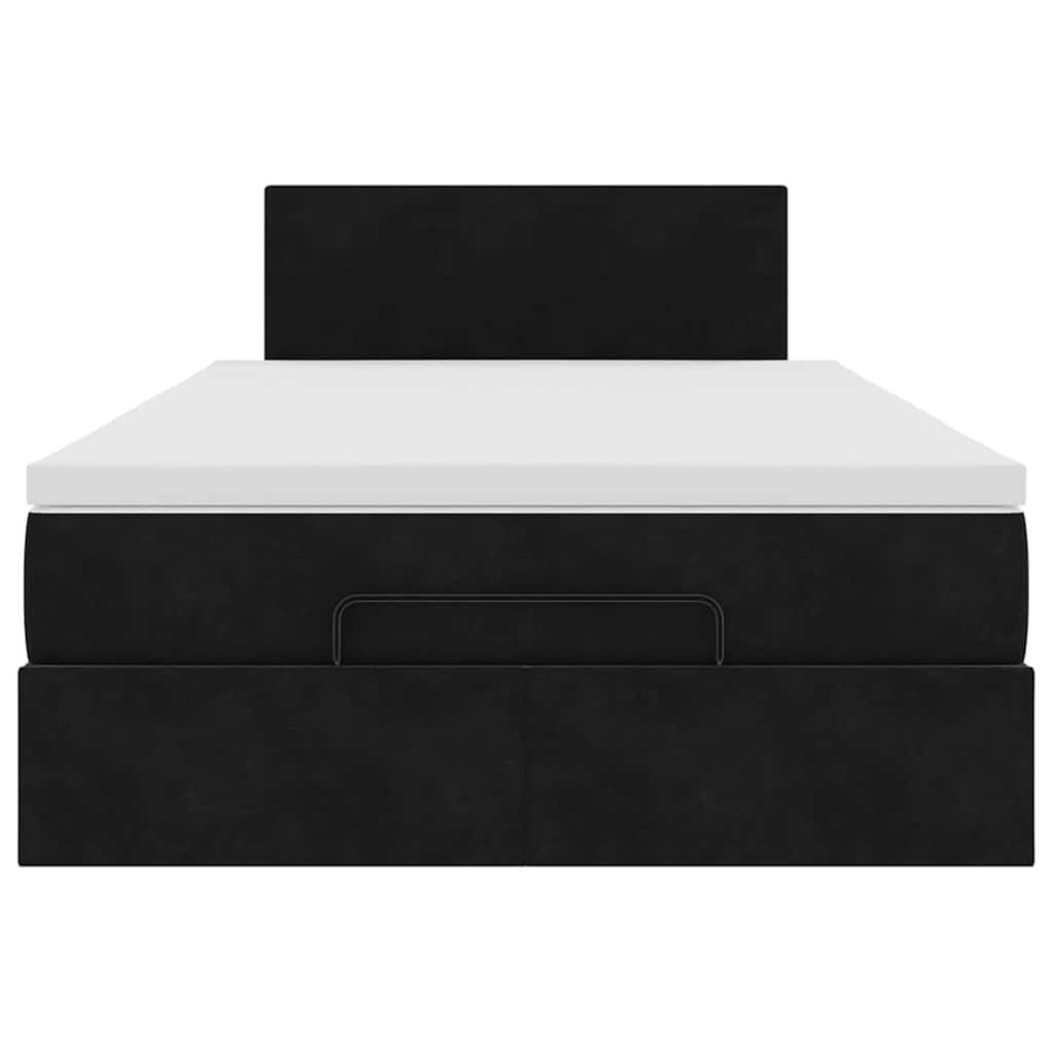 Estructura de cama otomana colchón terciopelo negro
