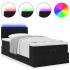 Cama otomana con colchón y luces LED terciopelo negro