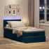 Cama otomana con colchón y LED terciopelo azul oscuro 80x200