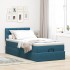 Cama otomana con colchón y LED terciopelo azul oscuro 80x200