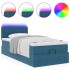 Cama otomana con colchón y LED terciopelo azul oscuro 80x200