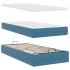 Cama otomana con colchón y LED terciopelo azul oscuro 80x200