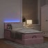 Estructura de cama otomana colchón terciopelo rosa