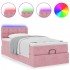 Estructura de cama otomana colchón terciopelo rosa