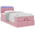 Estructura de cama otomana colchón terciopelo rosa