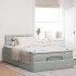 Estructura cama otomana colchón terciopelo gris claro