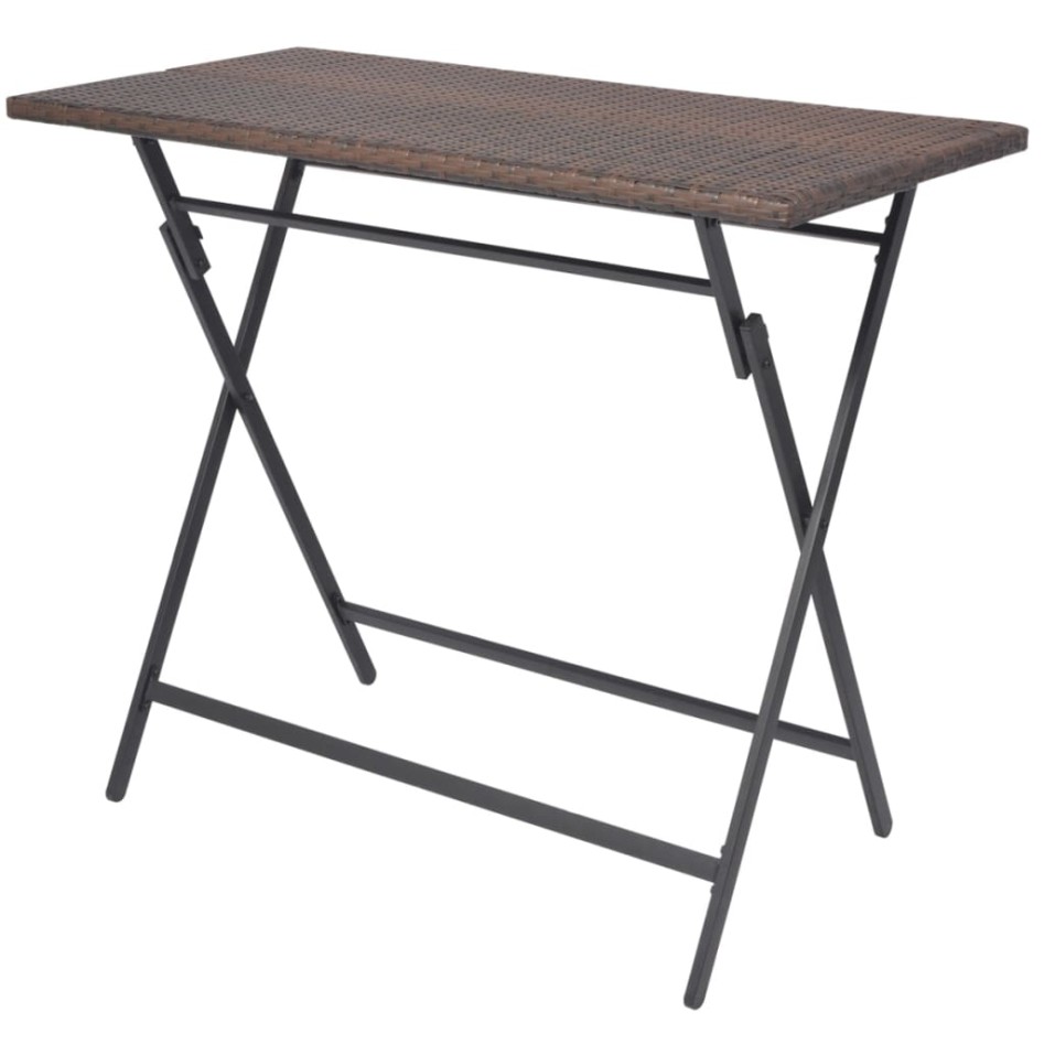 Set comedor de jardín plegable 7 pzas poli ratán y acero