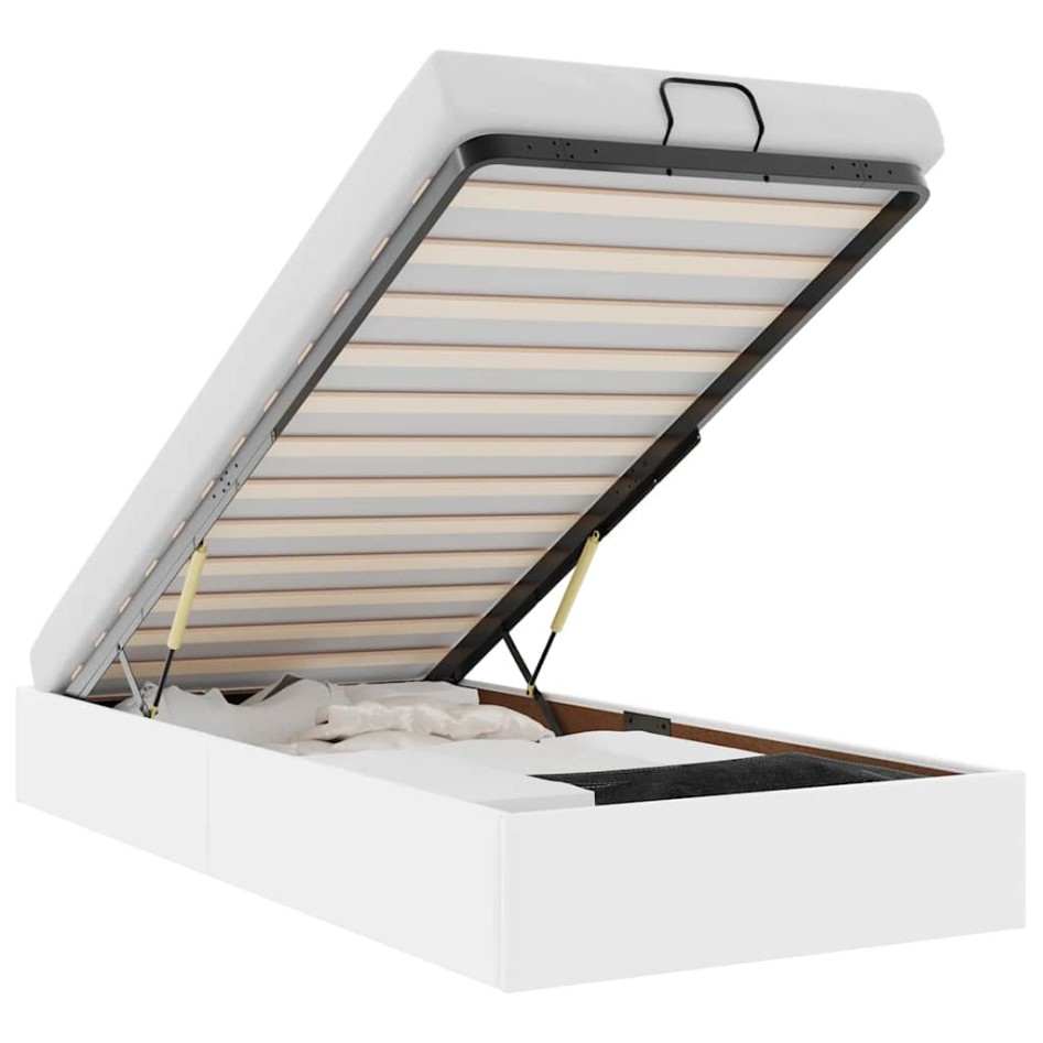 Estructura de cama otomana sin colchón blanco 90x200
