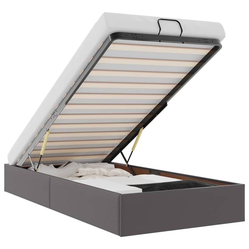 Estructura de cama otomana sin colchón gris 90x200