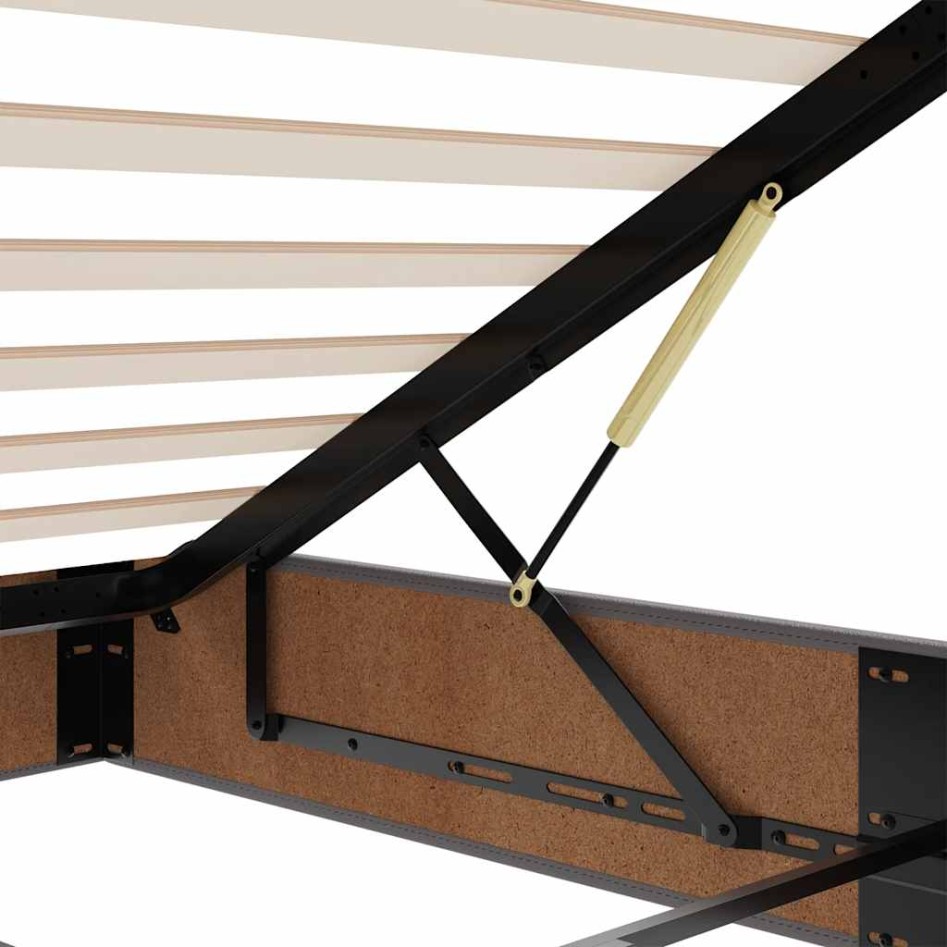 Estructura de cama otomana sin colchón gris 90x200