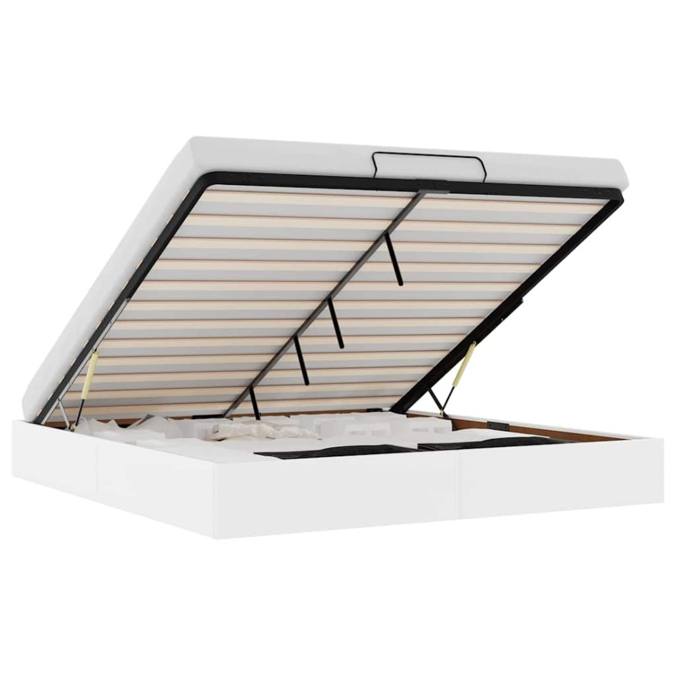Estructura de cama otomana sin colchón blanco