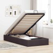 Estructura cama otomana sin colchón tela marrón oscuro 90x200cm