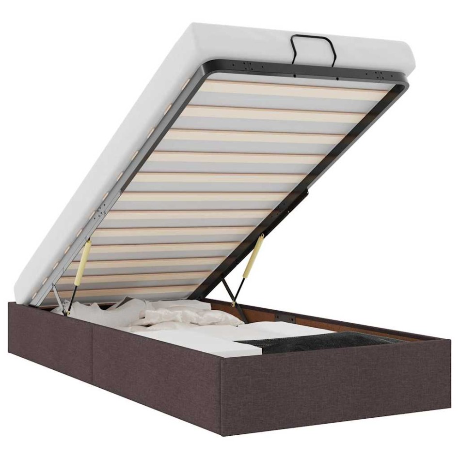 Estructura cama otomana sin colchón tela marrón oscuro