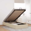 Estructura de cama otomana sin colchón tela crema 100x200cm