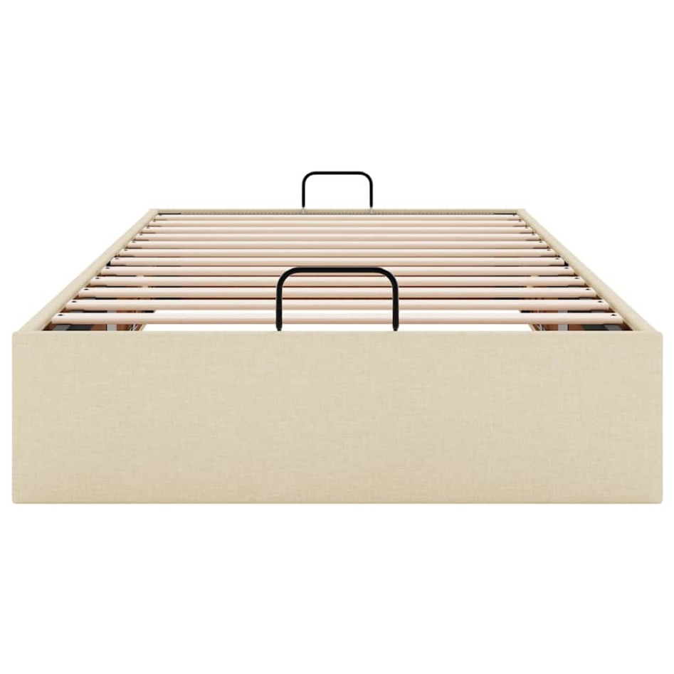Estructura de cama otomana sin colchón tela crema