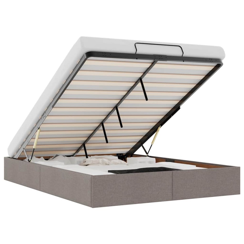 Estructura cama otomana sin colchón tela gris pardo