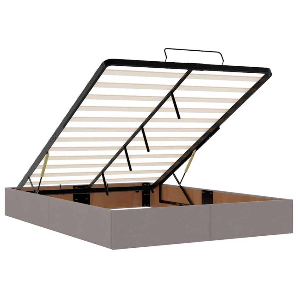 Estructura cama otomana sin colchón tela gris pardo