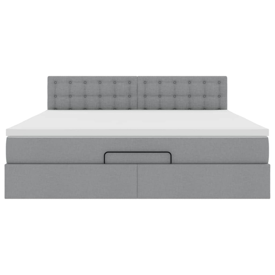 Cama otomana con colchón gris claro 160x200 cm