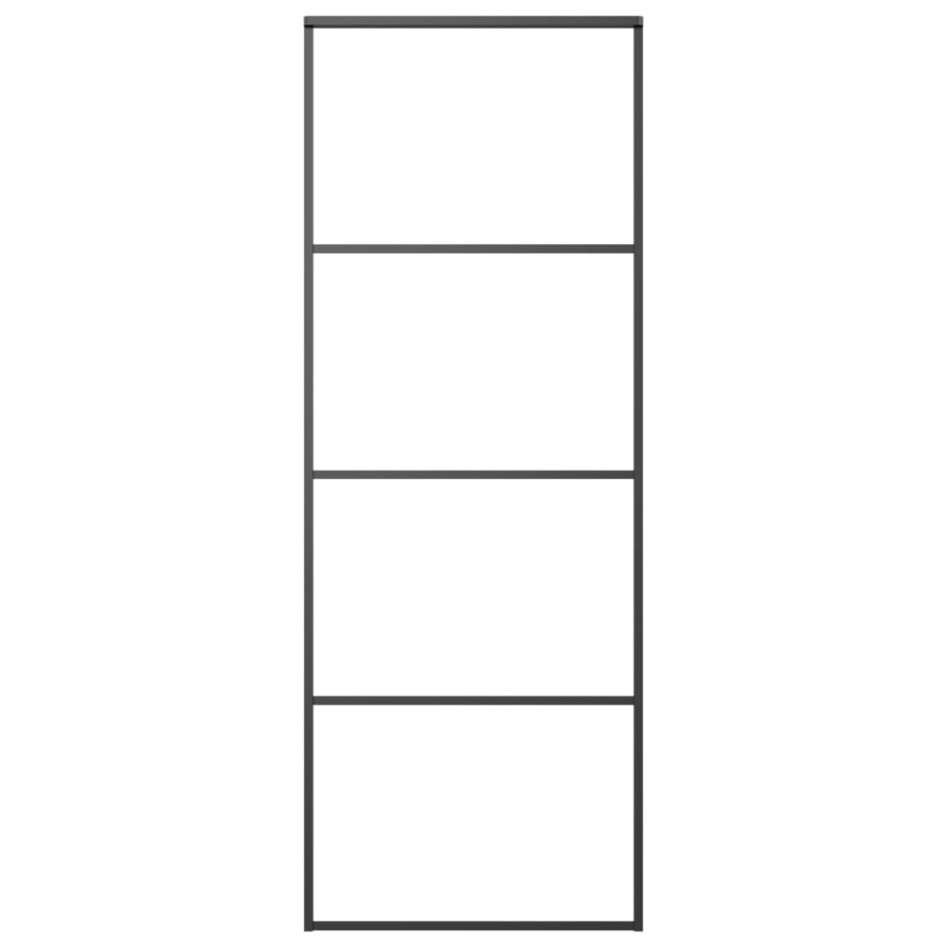 Puerta corredera ESG vidrio y aluminio negra 76x205