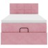 Estructura cama otomana con colchón terciopelo rosa