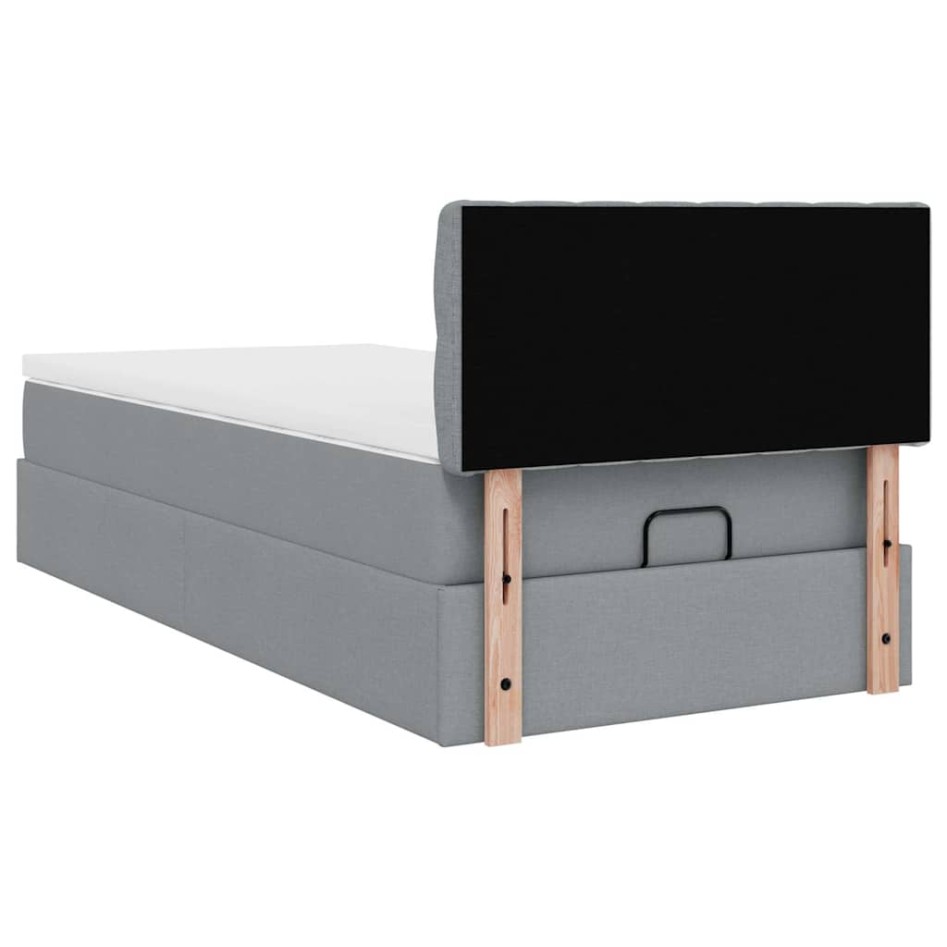 Cama otomana con colchón gris claro 90x200 cm