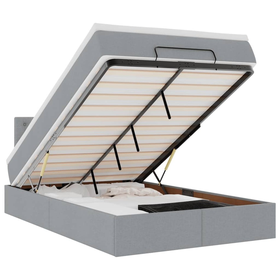 Cama otomana con colchón gris claro 120x200 cm