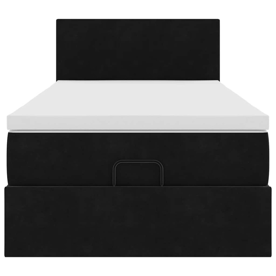 Estructura de cama otomana colchón terciopelo negro